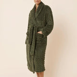 Gabriella Plush Long Robe Olive Medium - Pure Apotheca