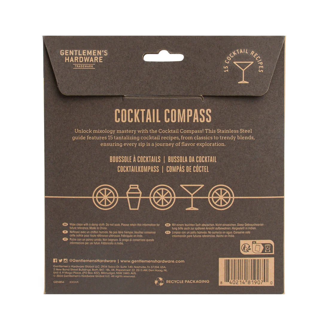 Gentlemen’s Hardware Cocktail Compass - Pure Apotheca