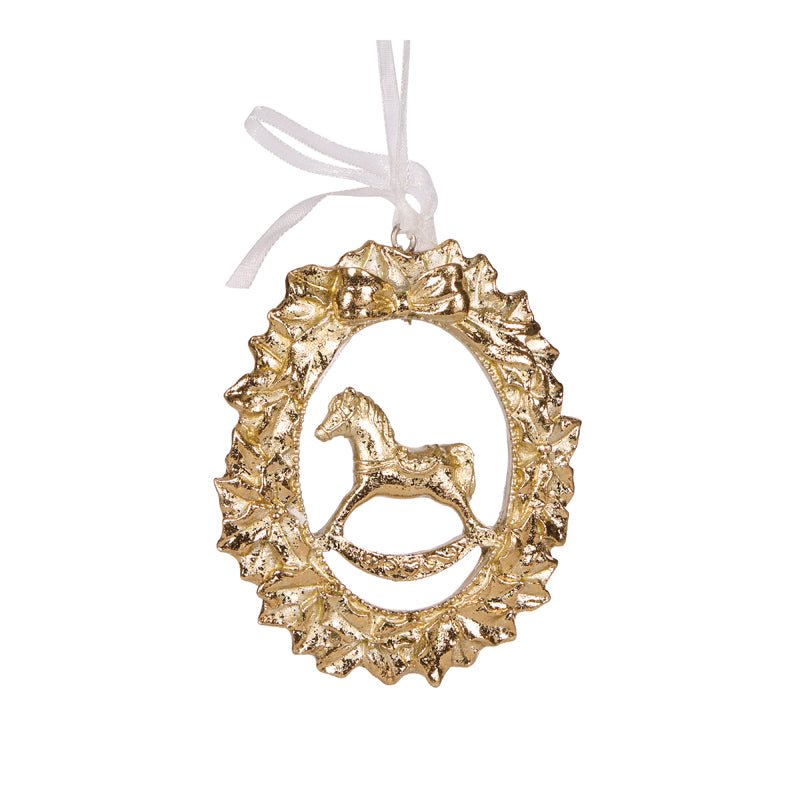 GILDED ROCKING HORSE HANGING ORNAMENT - Pure Apotheca