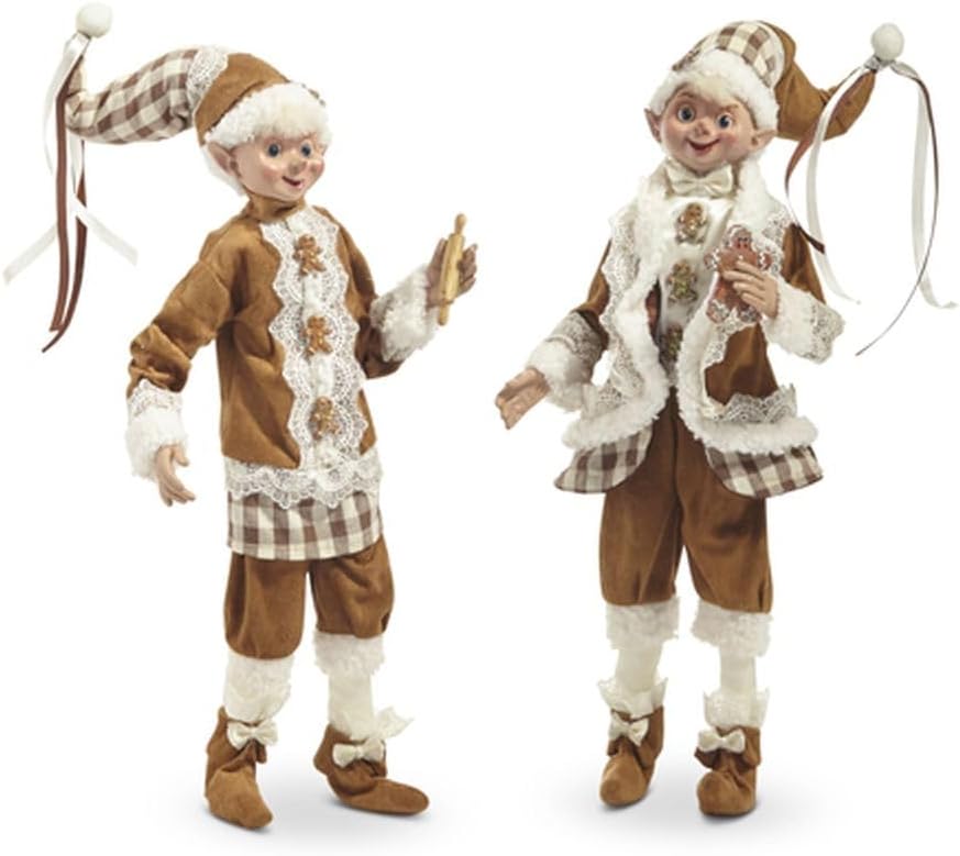 Gingerbread Lane 16" Posable Gingerbread Elf Brown - 2 ASSTD - Pure Apotheca