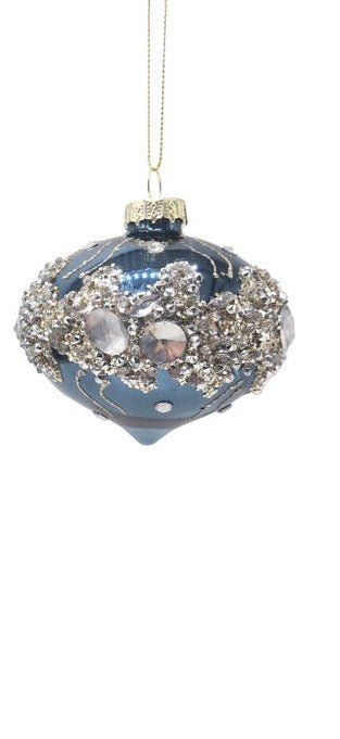 GLASS BAUBLE BLUE GOLD BAND - Pure Apotheca