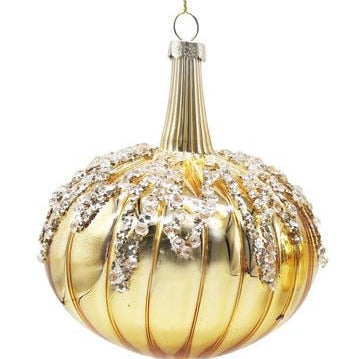 GLASS BAUBLE GOLD GLITTER STRIPE - Pure Apotheca