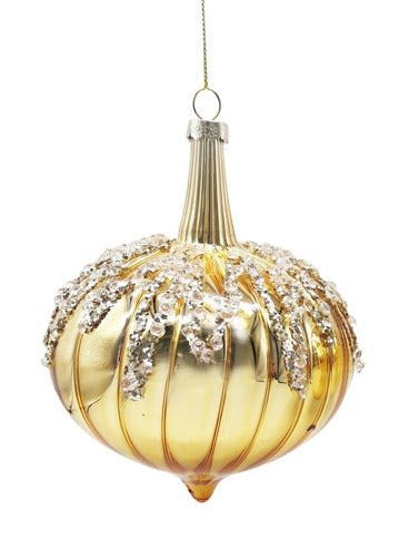 GLASS BAUBLE GOLD GLITTER STRIPE - Pure Apotheca