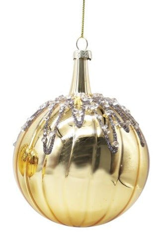 GLASS BAUBLE GOLD GLITTER STRIPE - Pure Apotheca