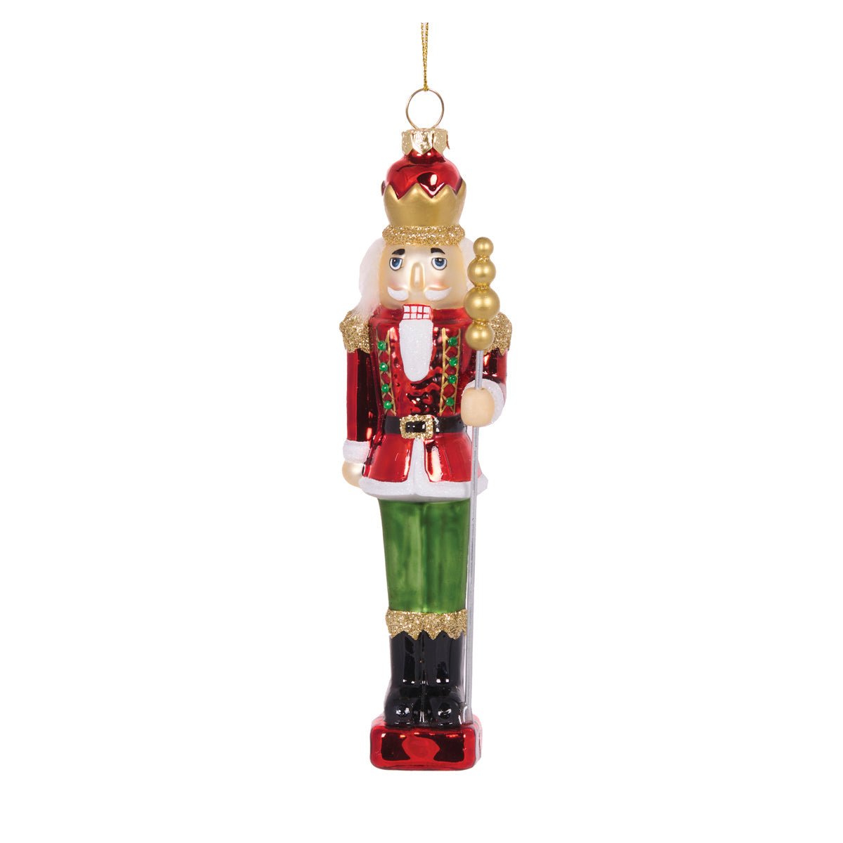 GLASS TRADITIONAL NUTCRACKER WITH STAFF HANGING - Pure Apotheca