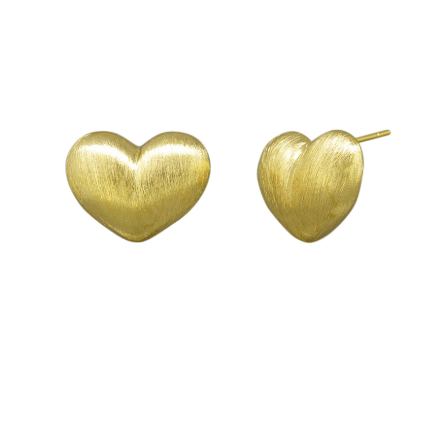 Gold Brushed Big Heart Earring - Pure Apotheca