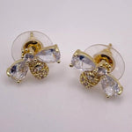 Gold Crystal Bee Stud Earrings - Pure Apotheca