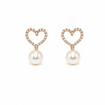 Gold Crystal Heart Pearl Drop Earring - Pure Apotheca