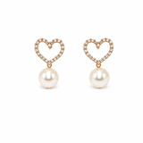 Gold Crystal Heart Pearl Drop Earring - Pure Apotheca