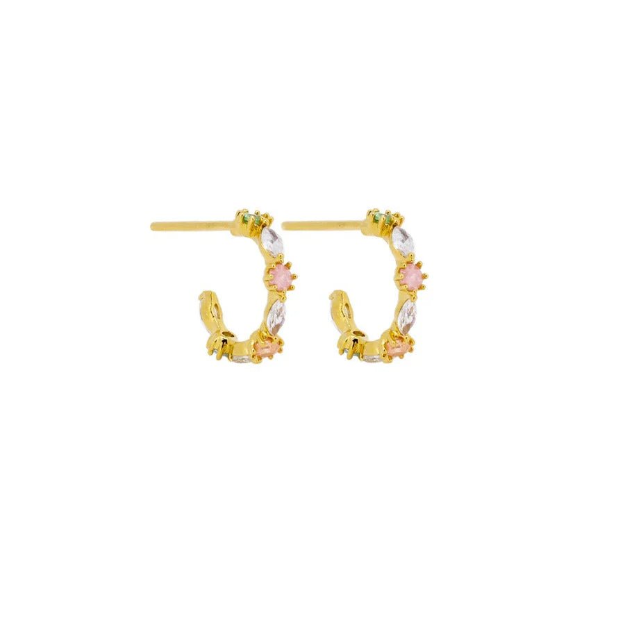 Gold Dainty Mixed Crystal Huggie - Pure Apotheca