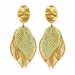 Gold Green Leaf Cluster Earrings - Pure Apotheca