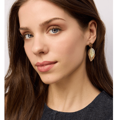 Gold Green Leaf Cluster Earrings - Pure Apotheca