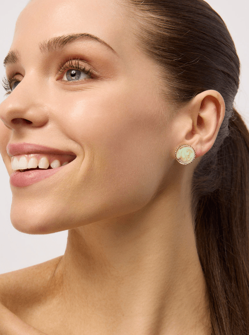 Gold Green Swirl Disc Earring - Pure Apotheca