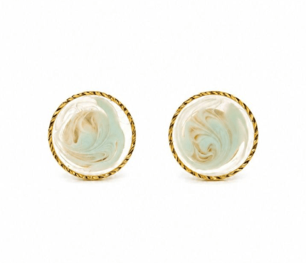 Gold Green Swirl Disc Earring - Pure Apotheca