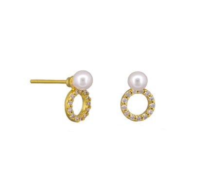 Gold Mini Pearl Crystal Ring Earring - Pure Apotheca