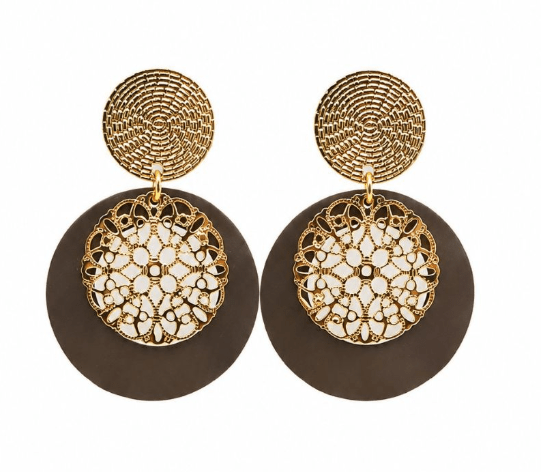 Gold Mocca Filigree Disc Earring - Pure Apotheca