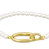 Gold Oval Link Pearl Bracelet - Pure Apotheca