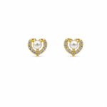 Gold Pearl Crystal Heart Studs - Pure Apotheca