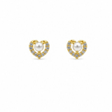 Gold Pearl Crystal Heart Studs - Pure Apotheca
