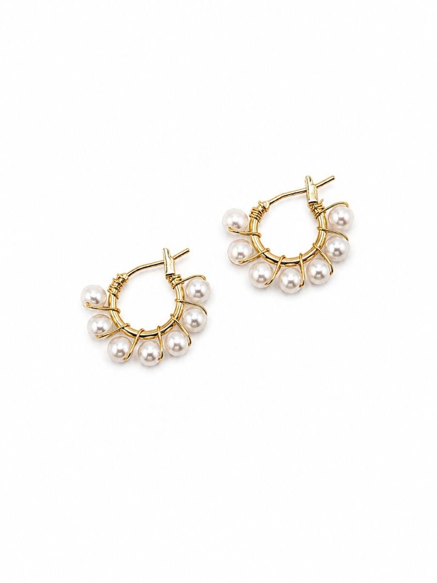 Gold Pearl Penny Hoops - Pure Apotheca
