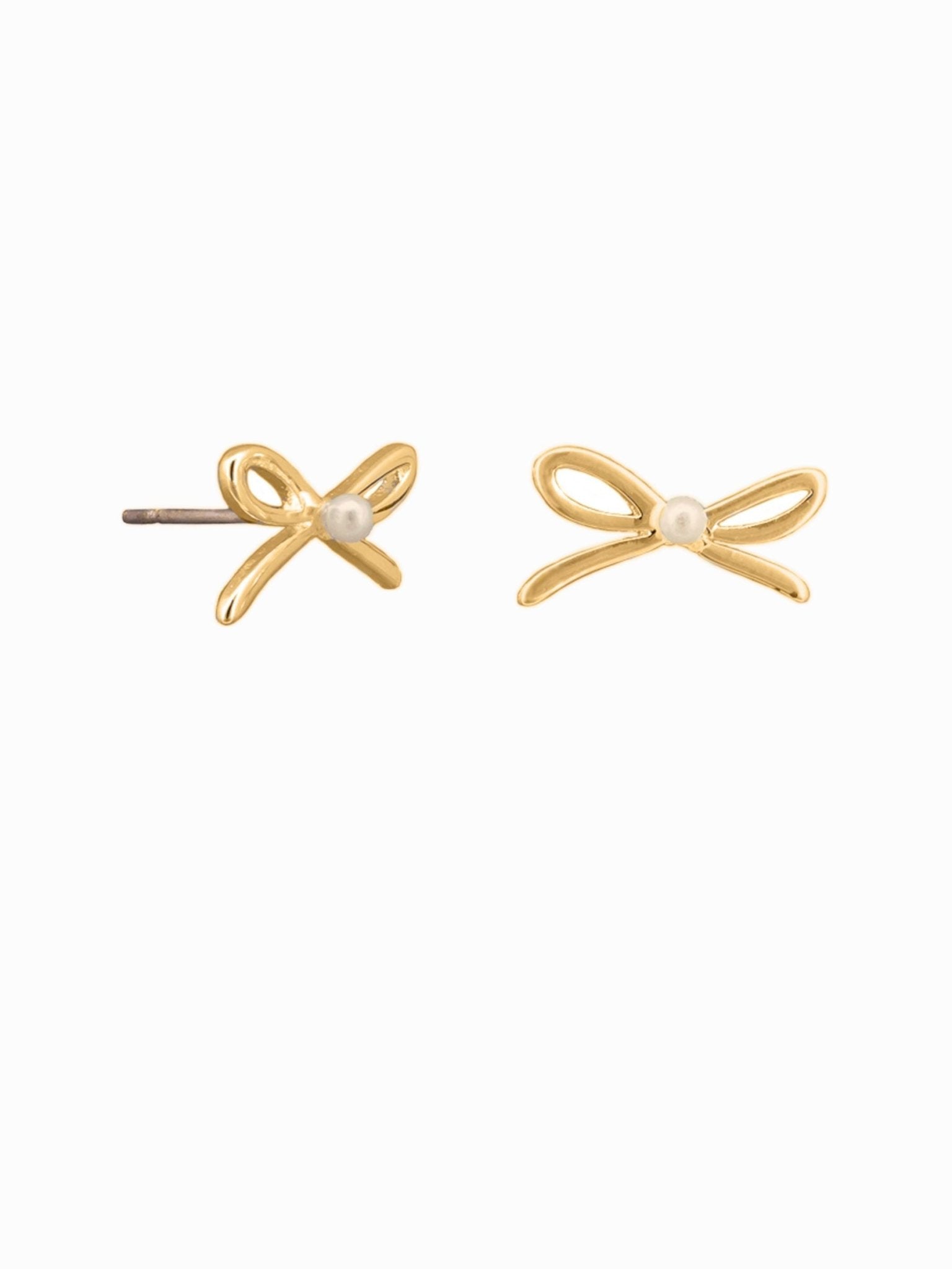 Gold Penny Bow Pearl Earring - Pure Apotheca