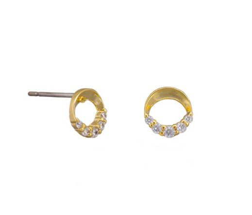 Gold Petite Crystal Circle Earring - Pure Apotheca