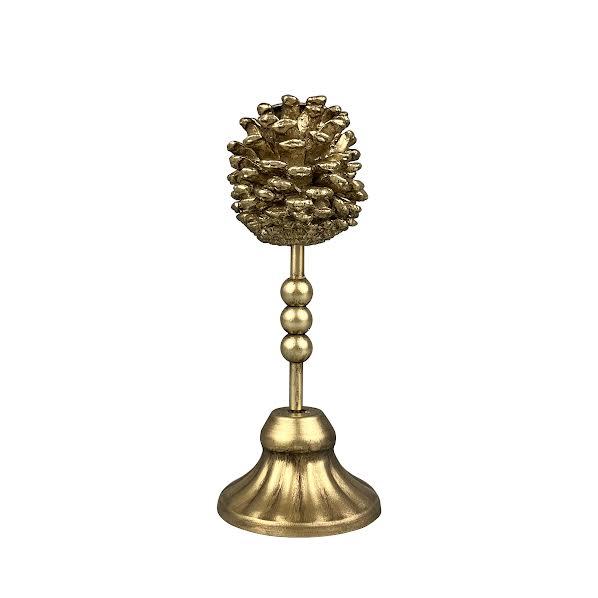 GOLD PINECONE TAPER CANDLE HOLDER LGE - Pure Apotheca