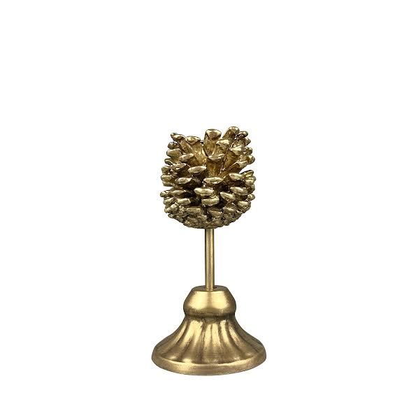 GOLD PINECONE TAPER CANDLE HOLDER SML - Pure Apotheca