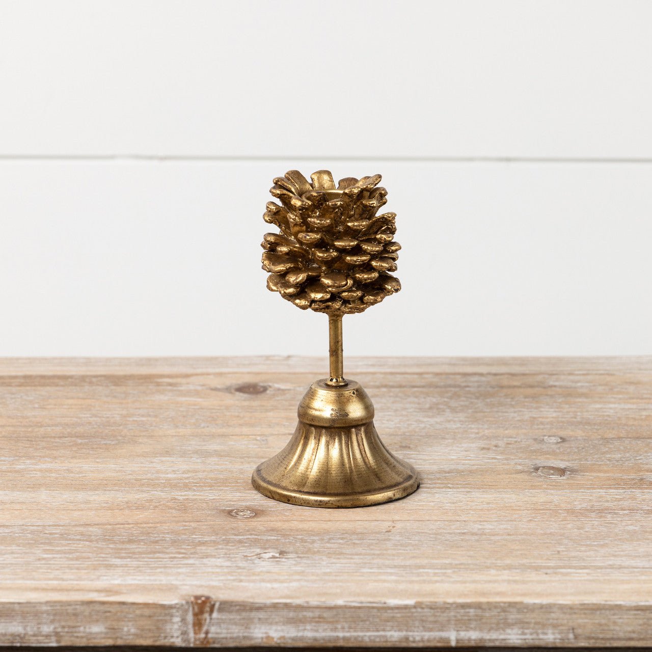 GOLD PINECONE TAPER CANDLE HOLDER SML - Pure Apotheca
