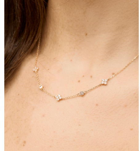 Gold Pink Crystal Felice Chain Necklace - Pure Apotheca