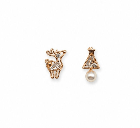 Gold Reindeer Tree Studs - Pure Apotheca