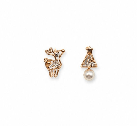Gold Reindeer Tree Studs - Pure Apotheca