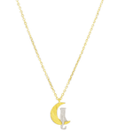 Gold Silver Moon Cat Necklace - Pure Apotheca