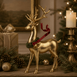 Gold Standing Red Metal Ribbon Deer 32cm - Pure Apotheca