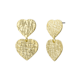 Gold Textured Double Heart Earring - Pure Apotheca