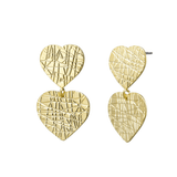 Gold Textured Double Heart Earring - Pure Apotheca