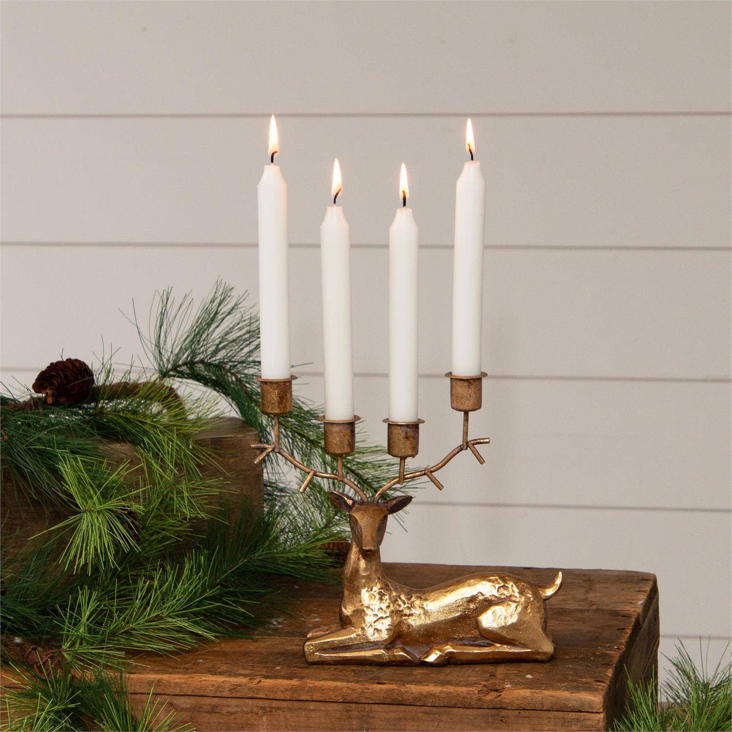 Gold Tone Laying Deer Candle Holder - Pure Apotheca