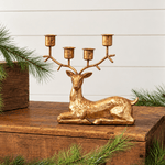Gold Tone Laying Deer Candle Holder - Pure Apotheca