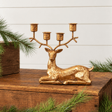 Gold Tone Laying Deer Candle Holder - Pure Apotheca