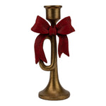 Gold Trumpet Red Bow Candle Holder 20cm - Pure Apotheca