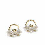 Gold White Trio Patra Flower Hoops - Pure Apotheca