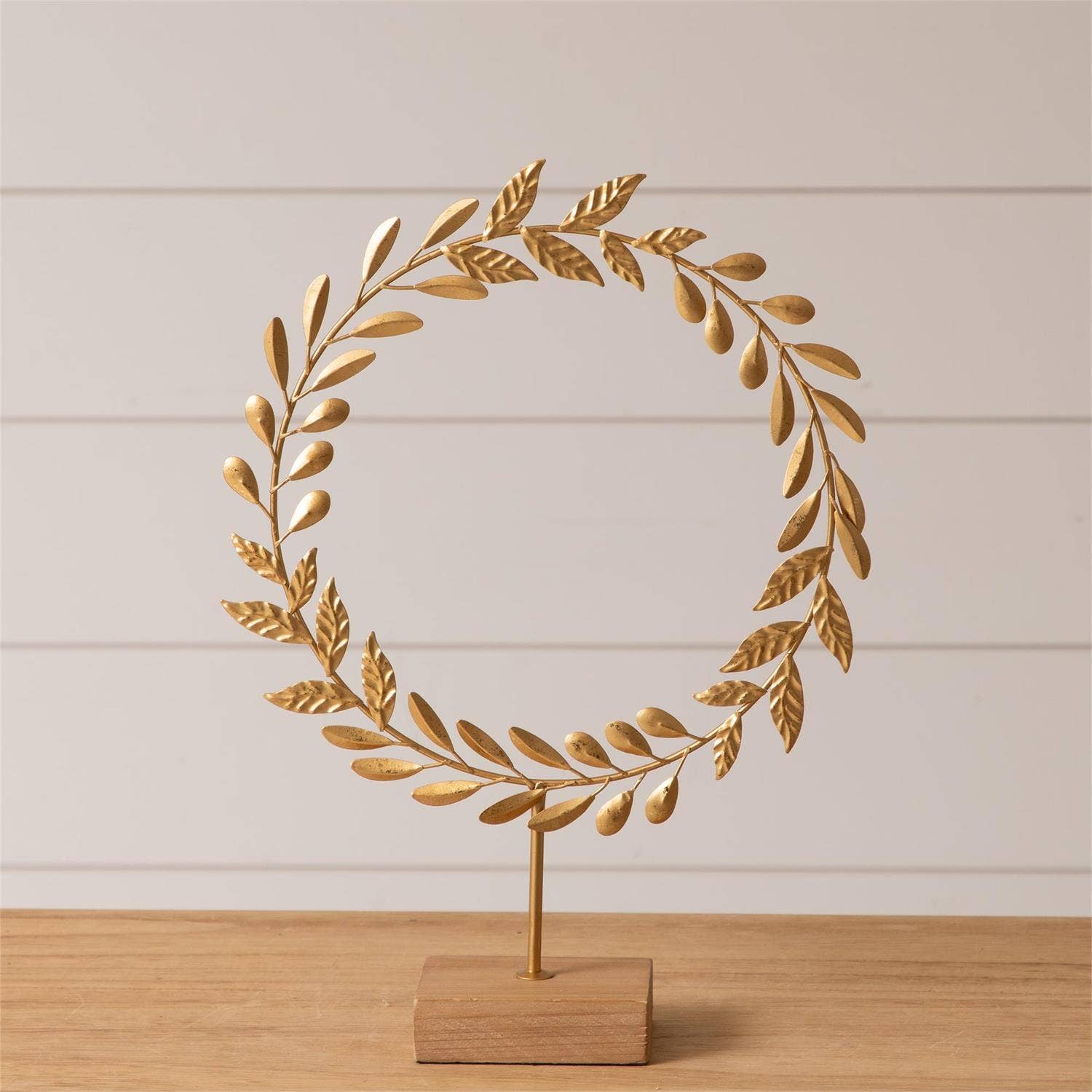 Gold Wreath On Wood Base - Pure Apotheca