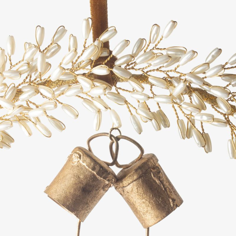 Golden Beaded Wreath with Bells Small - Pure Apotheca