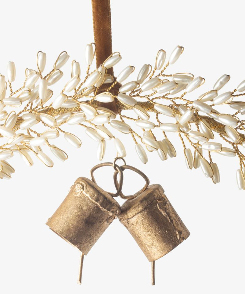 Golden Beaded Wreath with Bells Small - Pure Apotheca