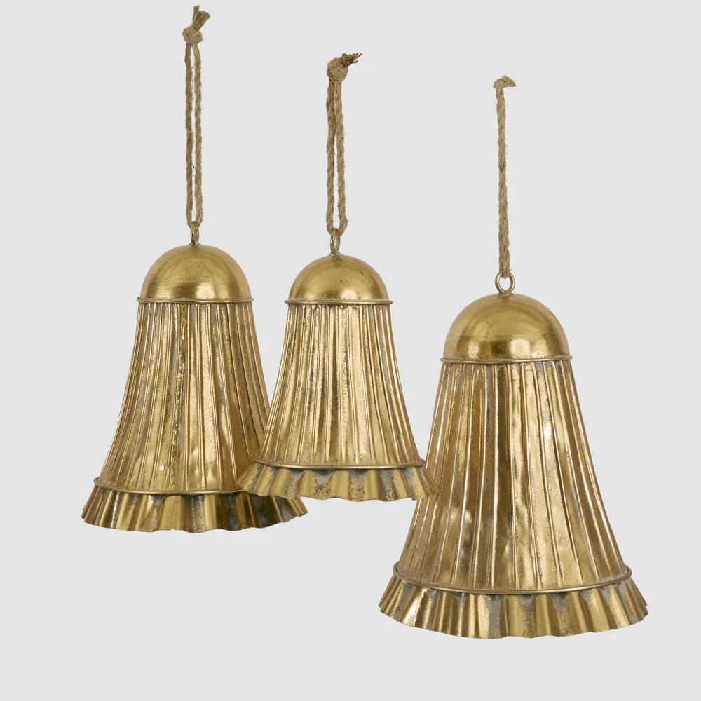 Golden Pleated Bells Set of 3 - Pure Apotheca