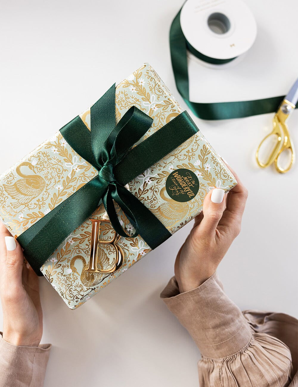 Golden Swans Foil Wrapping Paper Roll 3m - Pure Apotheca