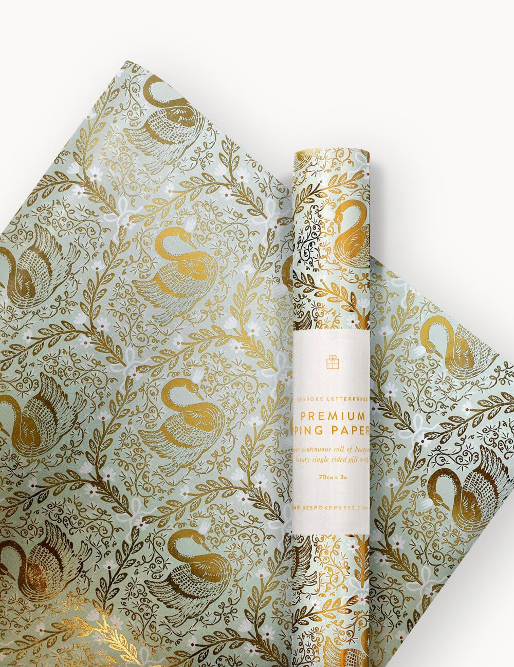 Golden Swans Foil Wrapping Paper Roll 3m - Pure Apotheca
