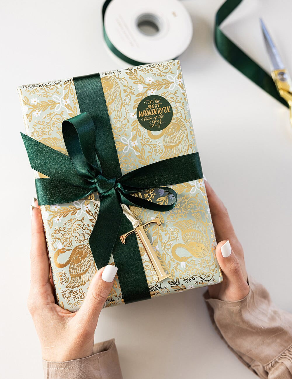 Golden Swans Foil Wrapping Paper Roll 3m - Pure Apotheca