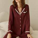 Grace Bamboo PJ Set Burgundy - Pure Apotheca