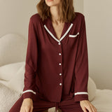 Grace Bamboo PJ Set Burgundy - Pure Apotheca